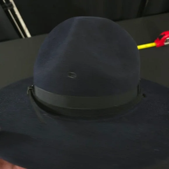 Beaver Quality XXXX Straw Oval Officer Troper Hat Men Black Brimmed Fedora 7 5/8 - Picture 5 of 9